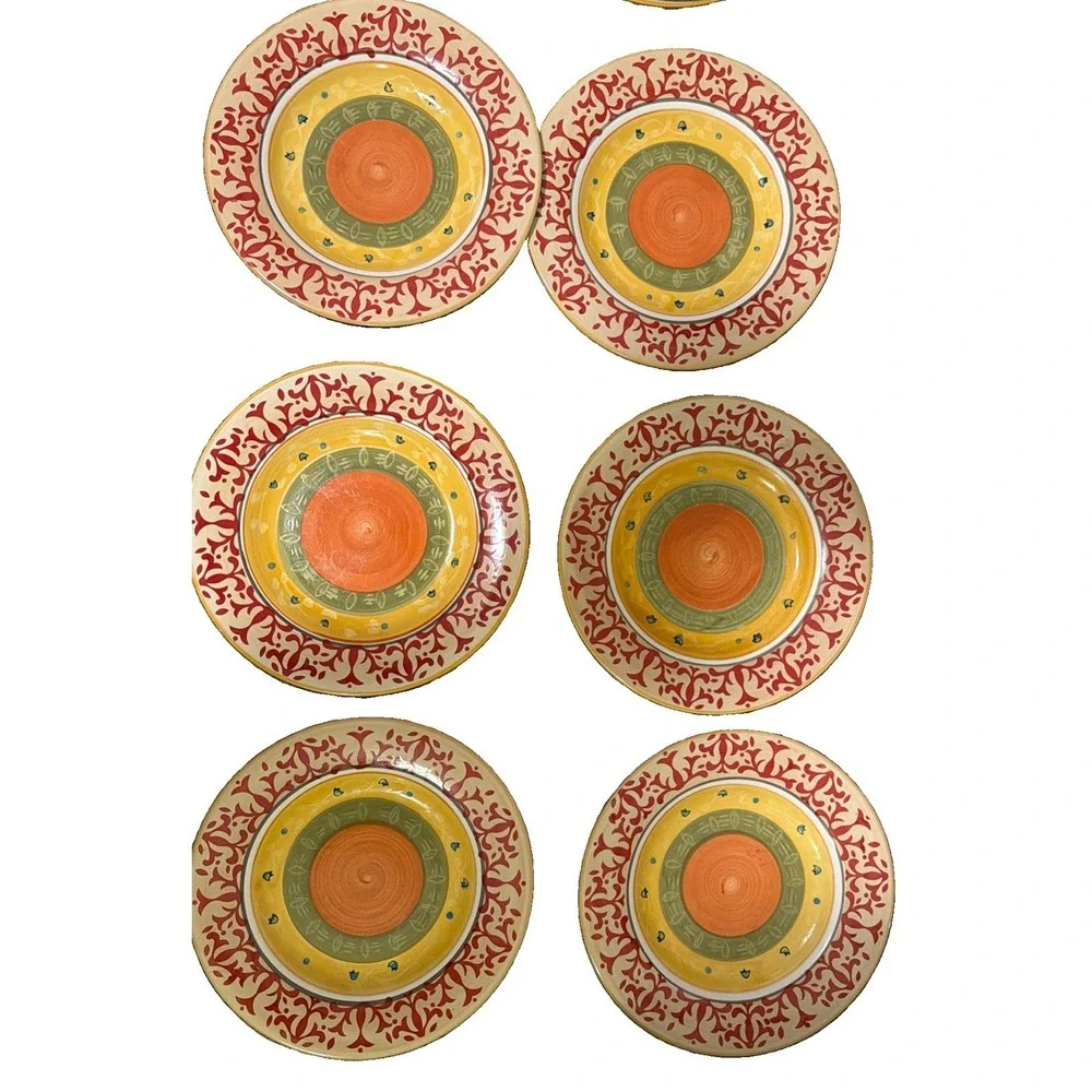 Home American Simplicity Dinner Plates Set of 6 Stoneware Red Orange 11in